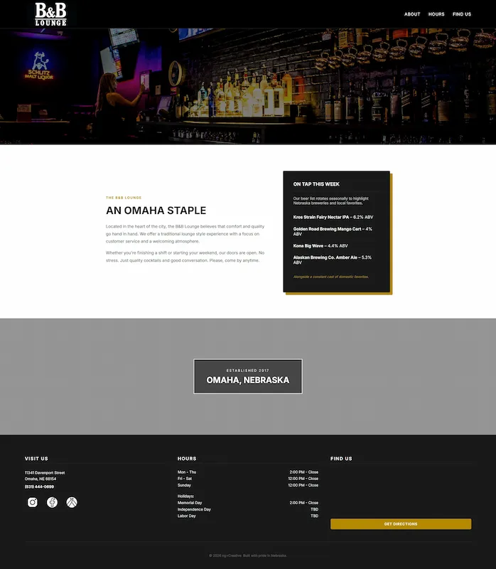 Bull and the Bear Lounge Website Preview