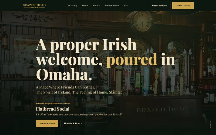 Brazen Head Irish Pub website