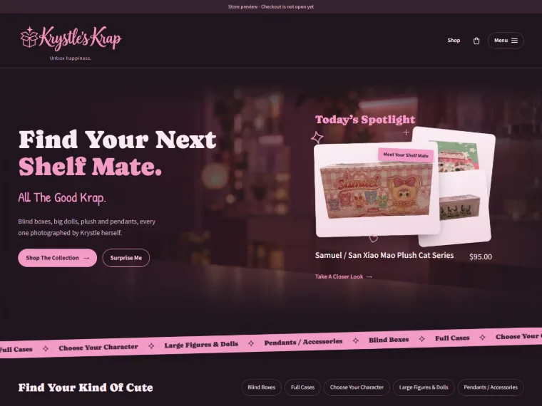 Krystle’s Krap collectibles storefront preview